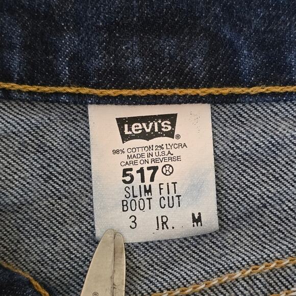 Levi's Vintage Y2K 2000 Women's 517 Boot Cut Flare Dark Blue Jean 3 JR M - Picture 4 of 13